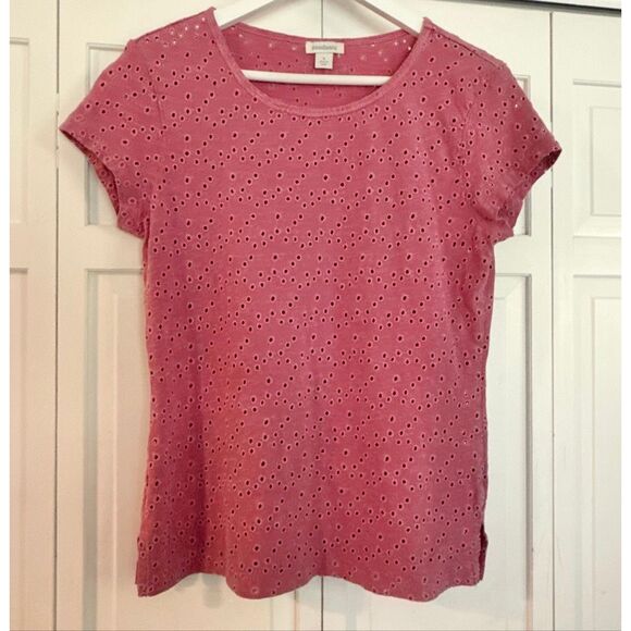 Sundance pink eyelet tshirt size small - Picture 2 of 8